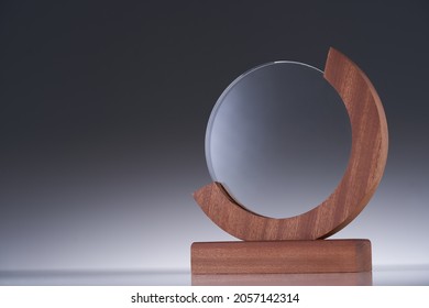 Blank Glass Trophy Mockup, Empty Acrylic Award Design Mock Up. Transparent Crystal Prize Plate Template. 