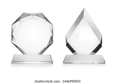 Blank Glass Trophy Mockup Isolated On White With Clipping Path