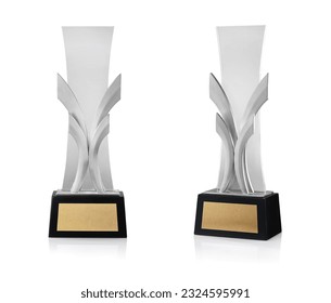 Blank glass trophy mockup isolated on white background