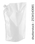 Blank glossy white doypack with cap or stand-up pouch isolated on white