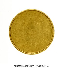 Blank gold coin isolated on white
