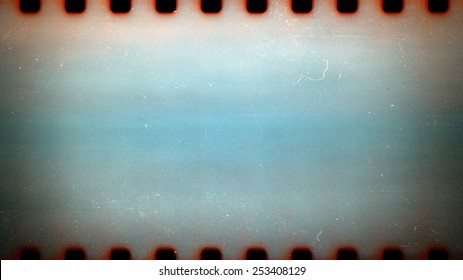 Blank Grained Film Strip Texture Background With Heavy Grain Dust And Scratches