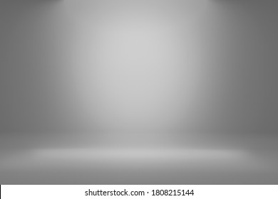 Blank Gray Gradient Background With Product Display. White Backdrop Or Empty Studio With Room Floor. Abstract Background Texture Of Light Grey. Copy Space.