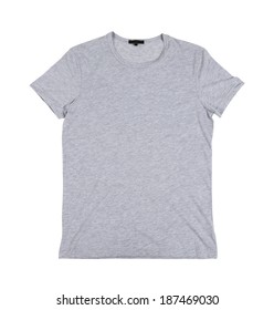 Blank Gray Tshirt Front Side On A White Background