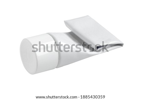Blank gray tube packaging isolated on white background. Used empty and blank cream container