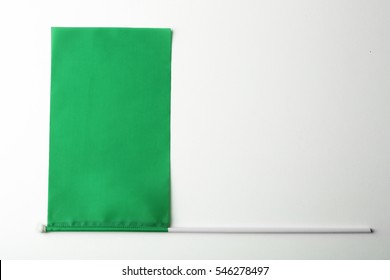 Blank Green Flag On White Background