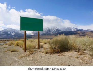 Blank Green Road Sign Board In Rural Area