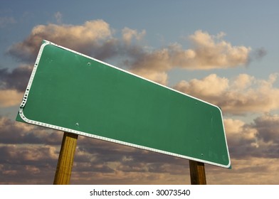 Blank Green Road Sign Dramatic Clouds Stock Photo 30073540 | Shutterstock