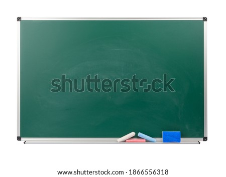 blank green school chalk board isolated on white background