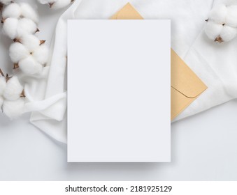 Blank Greeting Card With Envelopes For Greeting, Wedding Cards, Birthday Card, Mockup For Design