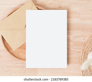 Blank Greeting Card With Envelopes For Greeting, Wedding Cards, Birthday Card, Mockup For Design