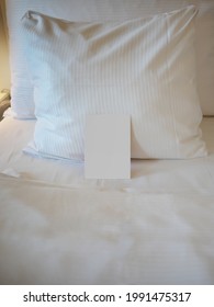 Blank Greetings Card On The Bed With Turn Down Service