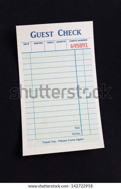 Blank Guest Check, concept of restaurant expense. Fake\
Guest Check, 