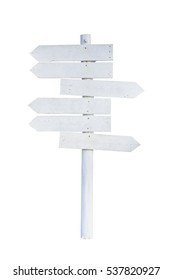 Blank guidepost on white background with work path