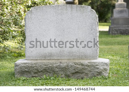 Blank headstone in cemetery