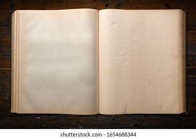 Blank Historic Old Book on Wooden Table 