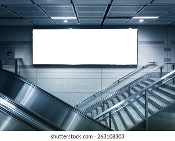 Blank Horizontal Big Poster In Subway Station