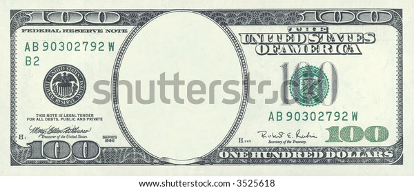 Blank Hundred Dollar Bill Clipping Path Stock Photo (Edit Now) 3525618