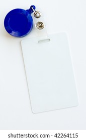 Blank ID Card Or Badge Isolated Against White Background