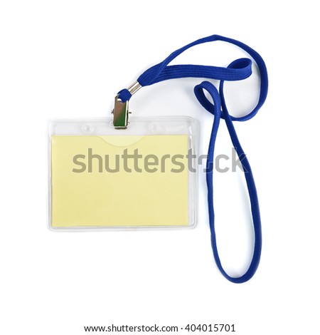 Blank ID or security card with blue neck strap