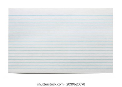 Blank Index Card Isolated On White.  Blue Lines, Ready For Message.