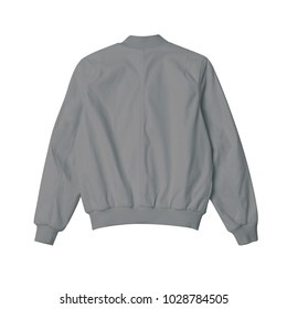 Blank Jacket Bomber Grey Color In Back View For Mockup Template