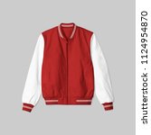 blank jacket satin baseball red and white color on grey background for mockup template isolated. in front view