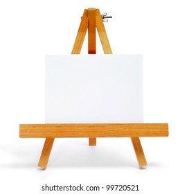 a blank label on a easel on a white background