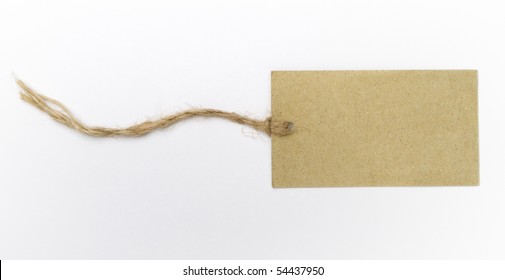 A blank label with string isolated on white background.