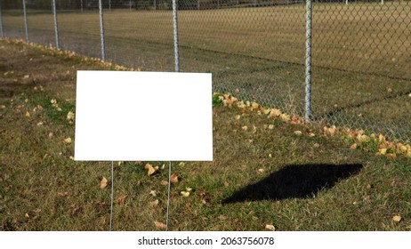 Blank Lawn Sign In Park