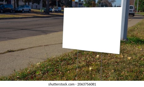 Blank Lawn Sign In Park