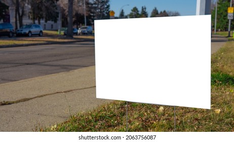 Blank Lawn Sign In Park