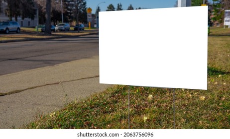 Blank Lawn Sign In Park