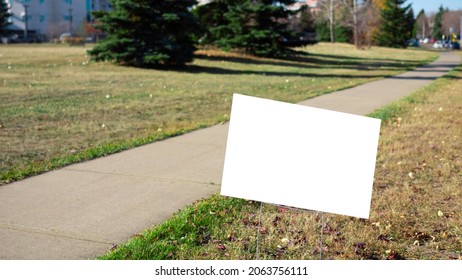 Blank Lawn Sign In Park