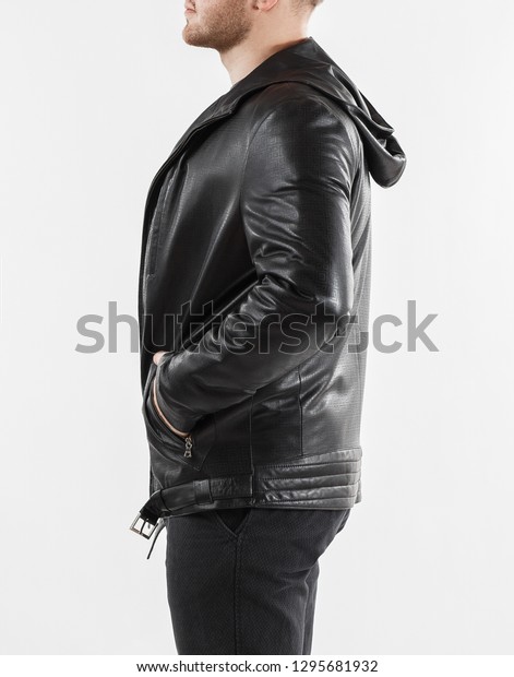 Download Blank Leather Jacket Mock Front Back Stock Photo Edit Now 1295681932