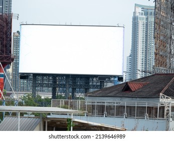 blank LED bilboard on tower and on city urband background
