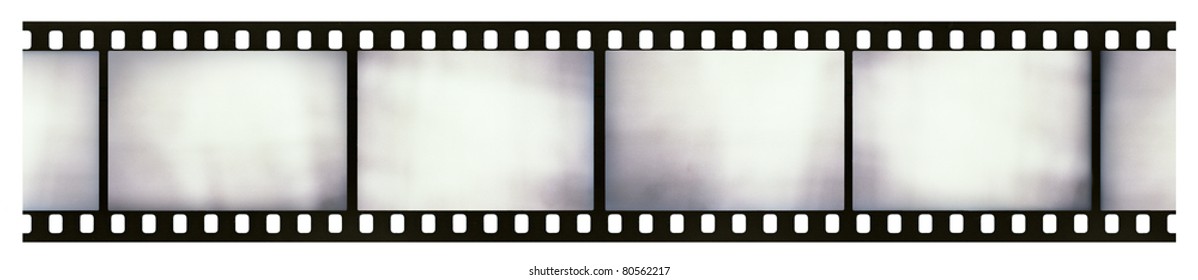 Blank Light Leaked Highly Detailed Real Vintage 35mm Black-and-white Negative Film Frame, Hard Grain, Dust And Scratches Visible, Isolated On White Background