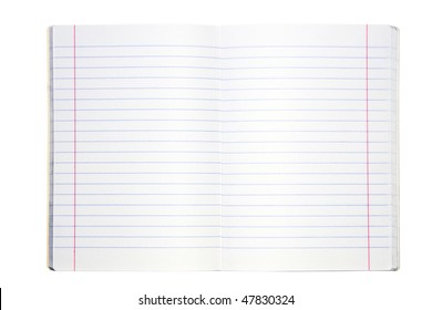 Blank Lined Exercise Book On White