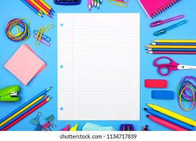 Blank Lined Paper School Supplies Frame Stock Photo 1134717839 ...