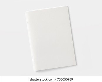 Blank Magazine Or Brochure Isolated On White. Front Cover Top View. Mockup Template To Your Design.