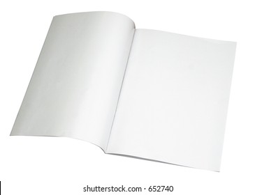 Blank Magazine Spread Isoalated On White With A Clipping Path (Insert Your Own Design Or Content). Could Also Be Used As A Test, Contract And Etc.