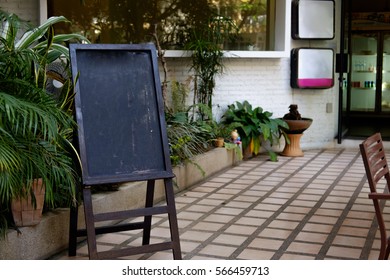 Blank Menu Board And Coffee Shop Background