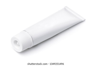 Blank metal cosmetic tube isolated on white