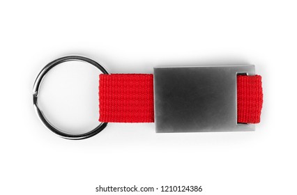 Blank Metal Round Black And White Key Chain Mock Up Top View