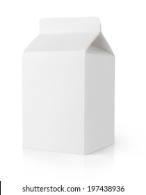 Blank Milk Carton Package Isolated On White Background With Clipping Path