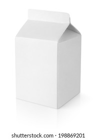 Blank Milk Carton Package Isolated On White Background With Clipping Path