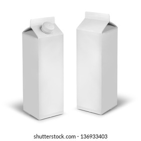 Blank Milk Or Juice Carton Cans Dummy Isolated On White