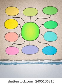blank mind map sketch on textured art paper, infographics template