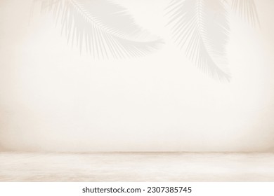 Blank minimal white counter podium, soft beautiful dappled sunlight, tropical palm foliage leaf shadow on wall for luxury hygiene organic cosmetic, skincare, beauty treatment product background  - Shutterstock ID 2307385745