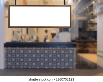 Blank mock up for menu board display screen, for restaurant cafe food business. Warm cozy atmosphere - Powered by Shutterstock